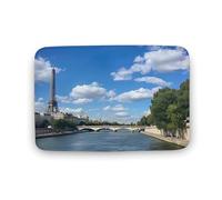Felpudo Río Sena, París, Francia, Torre Eiffel Alfombra Baño Antideslizante Alfombrilla Baño Secado Rápido Felpudo Entrada para Oficina Cocina Jardín 40X60Cm