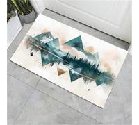 Felpudo Schmutzfangmatte 50 x 80 cm, Alfombra de Entrada para Interior, Antideslizante y Lavable, Acuarela geométrica Montañas del Bosque, Felpudo para Puerta de casa, Pasillo, Cocina, Mascotas,Verde