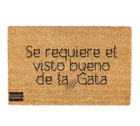 Felpudo “Se Requiere el Visto Bueno del Gato / la Gata / los Gatos” · Hecho en España · Coco Natural 70×40 · Diseño Divertido en Negro · Base Antideslizante (Se requiere el visto bueno de la Gata)