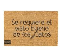 Felpudo “Se Requiere el Visto Bueno del Gato / la Gata / los Gatos” · Hecho en España · Coco Natural 70×40 · Diseño Divertido en Negro · Base Antideslizante (Se requiere el visto bueno de los Gatos)