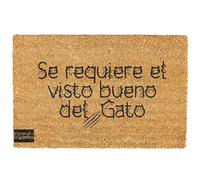 Felpudo “Se Requiere el Visto Bueno del Gato / la Gata / los Gatos” · Hecho en España · Coco Natural 70×40 · Diseño Divertido en Negro · Base Antideslizante (Se requiere el visto bueno del Gato)