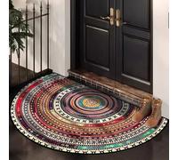 Felpudo semicircular estilo bohemio, alfombra de suelo Mandala Bohemia, alfombra de bienvenida media redonda, alfombra decorativa absorbente para cocina y baño, alfombra media luna lavable (R*,19,7