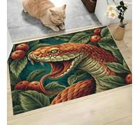 Felpudo Serpiente con la Lengua Fuera 60 x 90 cm - Felpudo con Base Antideslizante TPR - Alfombra Atrapa-Suciedad Lavable Ilustraciones de Animales para Puerta Principal, Patio, Pasillo y Jardín