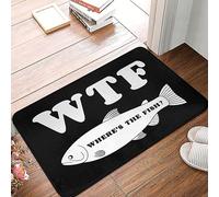 Felpudo WTF Where's The Fish Alfombra Exterior Antideslizante Felpudos Entrada Lavable Alfombra Entrada para Entrada Casa Cocina Dormitorio 40X60Cm