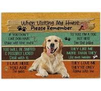 Felpudos Al Visitar Mi Casa, Recuerde Las Reglas para Perros Golden Retriever. Alfombra De Entrada Resistente Felpudo Interior Absorbentes Alfombras Baño para Jardín Cocina Oficina 40X60 Cm