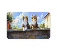Felpudos All Weather Cat On The Wall Alfombras Baño Antisuciedad Felpudo Interior Impermeable Felpudo para Cocina Dormitorio Oficina 40X60 CM