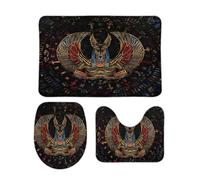 Felpudos Anubis, Dios Egipcio Resistente Felpudo Interior Antideslizante Alfombras Baño para Alfombrilla De Baño + Contorno + Funda para Tapa De Inodoro 3 Piece Set