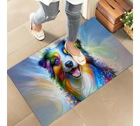 Felpudos Arte Abstracto Vibrante De Un Pastor Australiano Colorido, Amante De Los Animales Felpudo Impermeable Doormat Absorbentes para Oficina Dormitorio 40X60 Cm