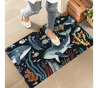 Felpudos Aventura con Tiburones, Diseño De Arrecife De Coral, Vida Marina Colorida Alfombras Baño Antisuciedad Felpudo Interior Impermeable para Cocina Oficina 40X60 Cm