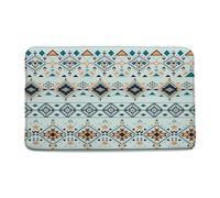 Felpudos Aztec Blue Green Southwestern Native American Vintage Abstract Boho Geometric Retro Navajo Felpudo Antisuciedad Doormat Absorbentes para Dormitorio Cocina Jardín 40X60 CM