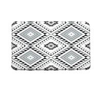 Felpudos Azteca Occidental Gris Negro Geométrico Patrón Suroeste Tribal Nativo Simple Neutro País Alfombra Baño Personalizado Modernas Alfombra Limpia, para Terraza, Pasillo, 40x60cm