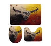 Felpudos Bisonte De La Rueda Medicinal del Arte Nativo Americano Baño Alfombras Baño Impermeable Alfombra De Entrada para Alfombrilla De Baño + Contorno + Funda para Tapa De Inodoro 3 Piece Set