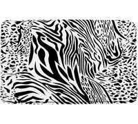 Felpudos Black White African Wild Animal Stripes Leopard Skin Pattern Vintage Creative Modern Geometric Alfombras Baño Suaves Doormat Absorbentes para Cocina Jardín Dormitorio 40X60 CM