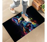 Felpudos Bulldog Francés con Vibrante Diseño Pop Art para Amantes De Las Mascotas Felpudo Impermeable Doormat Resistente para Portón Cocina 40X60 Cm