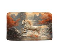 Felpudos Caballo Caída Rústico Vida Silvestre Río Arroyo Montaña Animal Otoño Vintage Campo Alfombra Baño Antideslizante Absorbente Tapete Mascotas, para Salon, Puerta, Pasillo, 40x60cm