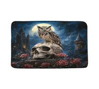 Felpudos Calavera Gótica, Búho, Flores Roja, Horror, Castillo Embrujado Alfombras Baño Suaves Doormat Impermeable Alfombra De Entrada para Portón Oficina 40X60 CM