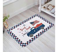 Felpudos Camión Cargado De Banderas Estadounidenses A Cuadros por El Día De La Independencia Felpudo Exterior Microfibra Alfombra Interior, para Cocina, Dormitorio, Bañera, Salon, 40x60cm