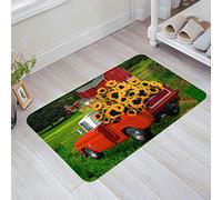 Felpudos Camión De Granja Cargado De Girasoles Felpudos para Entrada De Casa Microfibra Absorbente Alfombra Limpia, para Pasillo, Salon, Cocina, Interior O Exterior, 40x60cm
