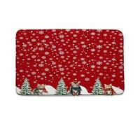 Felpudos Christmas Cat Gray Cute Xmas Cat Funny Animal Pine Tree Snowflake Winter Holiday Merry Christmas Red Felpudo Interior Impermeable Felpudo Absorbentes Alfombra De Entrada 40X60 CM