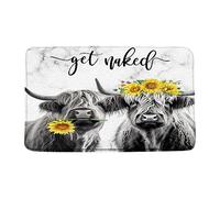 Felpudos Consigue Una Vaca De Las Tierras Altas, Un Girasol Rústico, Un Divertido Y Lindo Animal De Granja del Oeste. Felpudo Absorbentes Doormat Antisuciedad para Jardín Cocina 40X60 Cm