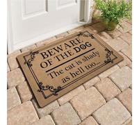 Felpudos Cuidado con El Perro, El Gato También Es Muy Sospechoso Doormat Antisuciedad Alfombras Baño Resistente para Oficina Portón 40X60 Cm