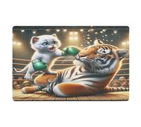 Felpudos Cute Cat Boxing Felpudo Interior Suaves Doormat Absorbentes Alfombras Baño para Oficina Dormitorio Portón 40X60 CM