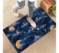 Felpudos Diseño De Luna Y Estrella De Ensueño En Azul Medianoche, Nube Felpudo Antisuciedad Doormat Impermeable para Oficina Cocina 40X60 Cm