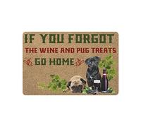 Felpudos Divertidos Pugs Y Uvas De Vino Advertencia Divertida Si Olvidaste El Vino Y Las Golosinas Alfombras Baño Impermeable Doormat Suaves para Jardín Cocina 40X60 Cm