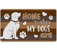 Felpudos El Hogar Es Donde Están Mis Perros Felpudo Interior Impermeable Doormat Resistente Alfombras Baño para Jardín Cocina Oficina 40X60 Cm
