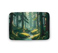 Felpudos Enchanted Wilderness On Dark Green Doormat Antisuciedad Felpudo Suaves Alfombra De Entrada para Dormitorio Cocina Jardín 40X60 CM