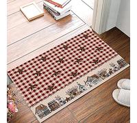 Felpudos Entrada País Primitivo Granero Estrella Granja Rústica Familia Buffalo Check Alfombra Antideslizante Absorbente Tapete para Puerta Lavable Alfombra De Baño para Pasillo 40x60cm