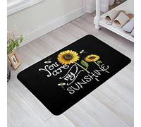 Felpudos Eres Mi Girasol Abeja, Estilo Rural, Fondo Negro Felpudo Exterior Microfibra Lavable A Máquina Alfombra Limpia, para Terraza, Salon, Pasillo, Jardín, 40x60cm
