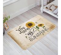 Felpudos Eres Mi Girasol del Sol, Abeja, Periódico Antiguo De Estilo Rural. Felpudo Exterior Antideslizante Lavable A Máquina Alfombra Limpia, para Jardín, Bañera, Terraza, Ducha, 40x60cm