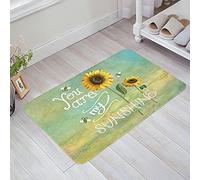 Felpudos Eres Mi Sol Girasol Abeja Estilo Rural Fondo Verde Alfombra Baño Lavable A Máquina Personalizado Tapete Mascotas, para Bañera, Cocina, Terraza, Puerta, 40x60cm
