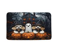 Felpudos Espeluznante Lindo Fantasma Horror Calabaza Gótico Castillo Embrujado Doormat Impermeable Alfombra De Entrada Antisuciedad Felpudo para Jardín Oficina 40X60 CM