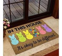 Felpudos Esta Casa: Está Bien Ser Diferente. Día De Pascua: Concienciación sobre El Autismo. Alfombra Baño Absorbente Microfibra Alfombra Limpia, para Terraza, Dormitorio, Jardín, 40x60cm