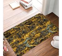 Felpudos Estampado Retro Hawaiano con Costa Dorada Felpudo Suaves Alfombra De Entrada Absorbentes Felpudo Interior para Portón Jardín Oficina 40X60 Cm