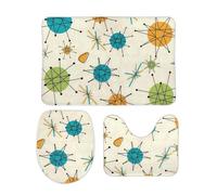 Felpudos Estrellas del Medio Siglo Baño Felpudo Interior Impermeable Alfombras Baño para Alfombrilla De Baño + Contorno + Funda para Tapa De Inodoro 3 Piece Set