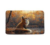 Felpudos Fall Fox Autumn Maple Tree Leaves Wild Animal Fox Rustic Vintage Nature Felpudo Interior Impermeable Felpudo Resistente Alfombra De Entrada para Dormitorio Cocina Jardín 40X60 CM