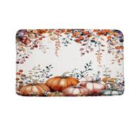 Felpudos Fall Pumpkin Thanksgiving Day Leaves Floral Pumpkin Rustic Antumn Farmhouse Alfombras Baño Suaves Doormat Absorbentes Alfombra De Entrada para Portón Cocina Jardín 40X60 CM