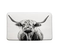 Felpudos Farmhouse Highland Cow Grey Rustic Cattle Bull Western Farm Wild Animal Country Funny Felpudo Antisuciedad Doormat Suaves Felpudo Interior para Oficina Portón Jardín 40X60 CM