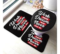 Felpudos Frase Inspiradora: Trabaja Duro, Sueña En Grande Antideslizante Alfombra De Entrada Baño Felpudo Interior para Alfombrilla De Baño + Contorno + Funda para Tapa De Inodoro 3 Piece Set