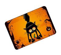 Felpudos Gato Aterrador con Tema De Halloween sobre Una Calabaza Y Una Hermosa Flower Alfombra para Ducha Modernas Alfombra Baño Felpudos para Entrada De Casa, para Bañera, Ducha, 60x40cm