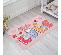 Felpudos Gnomo del Día De San Valentín sobre Un Globo Colorido En Forma De Corazón Alfombra Baño Modernas Lavable A Máquina Alfombra Limpia, para Bañera, Terraza, Jardín, 40x60cm