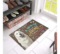 Felpudos Gran Pirineo Blanco, Perro Adorable. Una Casa No Es Un Hogar Sin Un Gran Pirineo. Flores. Alfombras Baño Absorbentes Doormat Resistente para Oficina Cocina 40X60 Cm