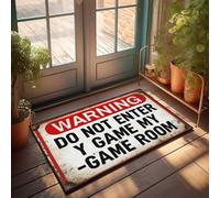 Felpudos grandes para entrada al aire libre, con texto en inglés «Keep Out: Personal Gaming Sanctuary Warning Signal», tapete grande para exteriores, divertido tapete para puerta delantera (40 x 60 cm