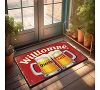 Felpudos grandes para entrada al aire libre Willkommen Zu Guete Zelt: ¡Un brindis por los buenos tiempos! Felpudo grande para exteriores, divertido tapete para puerta delantera (65 x 90 cm)