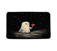Felpudos Halloween Ghost Black White Spooky Ghost Scary Starry Night Vintage Gothic Holiday Alfombra De Entrada Absorbentes Felpudo Suaves Doormat para Cocina Oficina Portón 40X60 CM