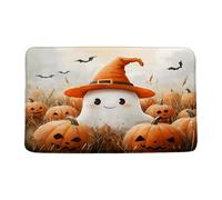 Felpudos Halloween Ghost Cute Funny Ghost Spooky Pumpkin Bat Thanksgiving Fall Rustic Festival Impermeable Felpudo Absorbentes Alfombras Baño para Portón Oficina Dormitorio 40X60 CM