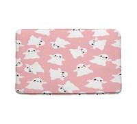 Felpudos Halloween Ghost Pink White Spooky Ghost Cute Funny Cartoon Happy Halloween Holiday Felpudo Interior Suaves Felpudo Resistente Alfombra De Entrada para Portón Jardín Oficina 40X60 CM